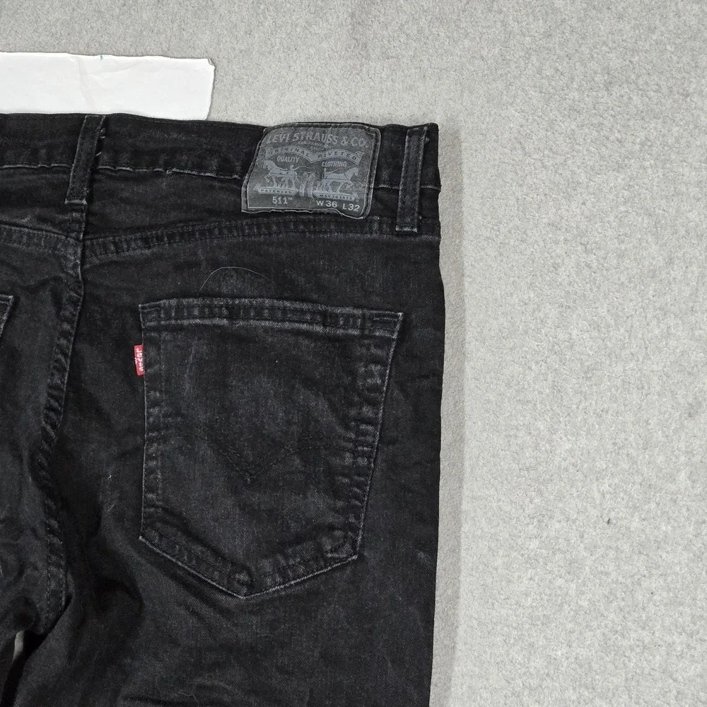 Levi's 511 Men Jeans 36X32 Black Denim Slim Fit 30
